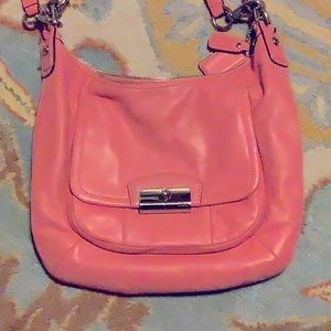Pink leather coach purse